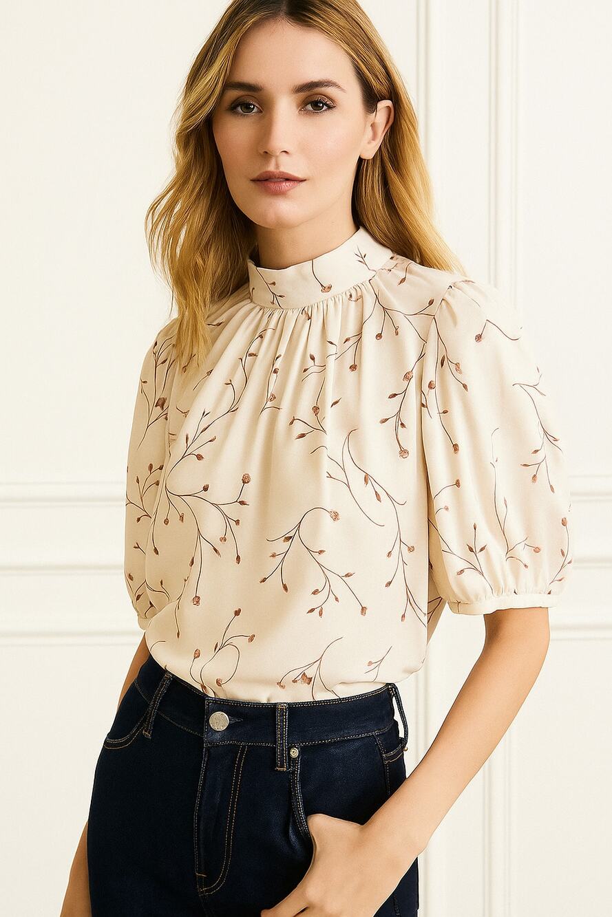 NWT JOIE Alfrie Botanical Print Puff Sleeve Blouse XS Aged White Chic
